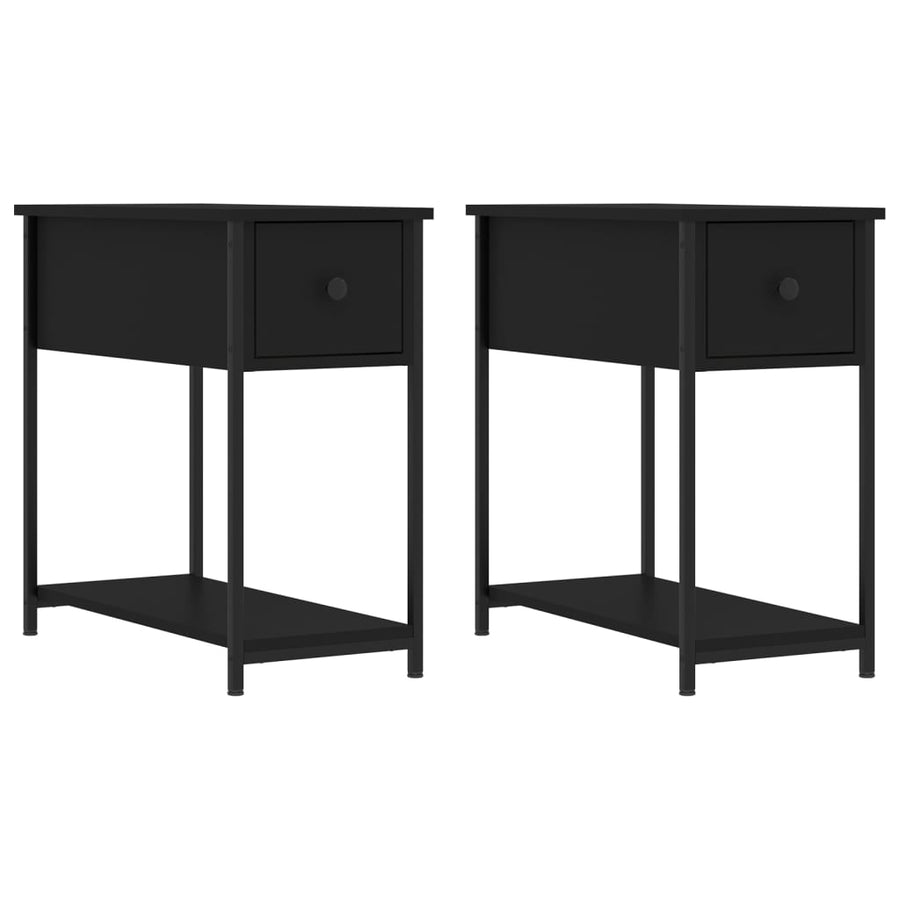 Nachtkastjes 2 St 30X60X60 Cm Bewerkt Hout Zwart