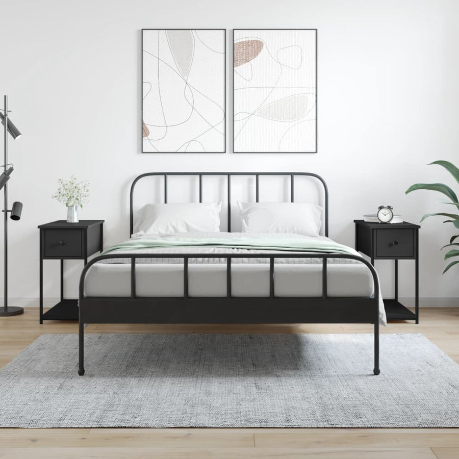 Nachtkastjes 2 St 30X60X60 Cm Bewerkt Hout Zwart