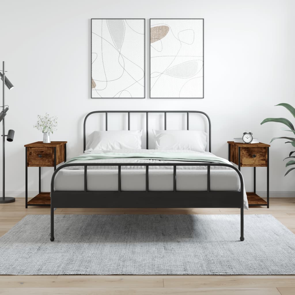 Nachtkastjes 2 St 30X60X60 Cm Bewerkt Hout Gerookt Eikenkleurig