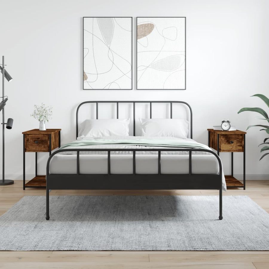 Nachtkastjes 2 St 30X60X60 Cm Bewerkt Hout Gerookt Eikenkleurig
