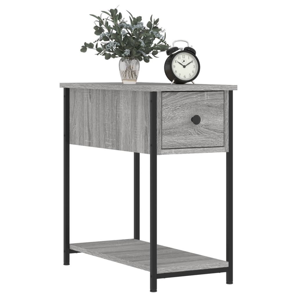 Nachtkastje 30X60X60 Cm Bewerkt Hout Eikenkleurig 1 Grijs sonoma