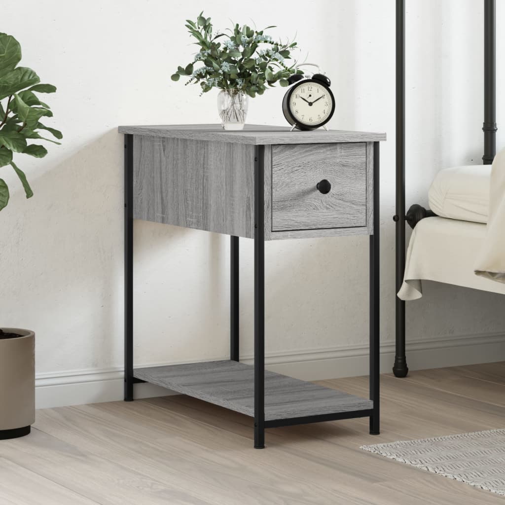 Nachtkastje 30X60X60 Cm Bewerkt Hout Eikenkleurig 1 Grijs sonoma