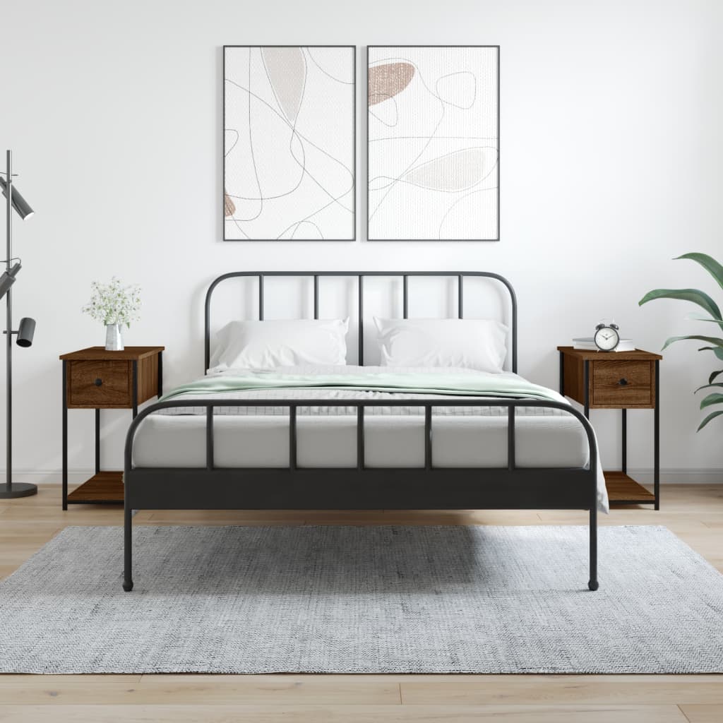 Nachtkastjes 2 St 30X60X60 Cm Bewerkt Hout Bruin Eikenkleur
