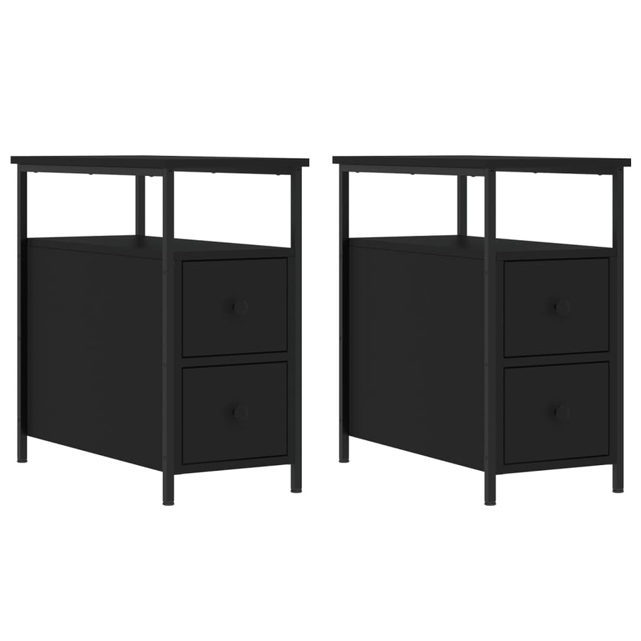 Nachtkastjes 2 St 30X60X60 Cm Bewerkt Hout Zwart