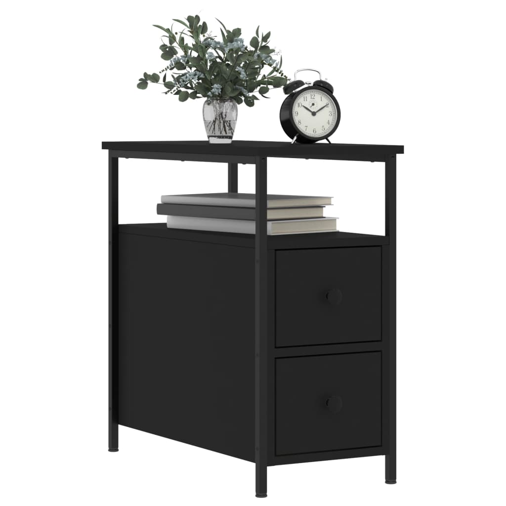 Nachtkastjes 2 St 30X60X60 Cm Bewerkt Hout Zwart