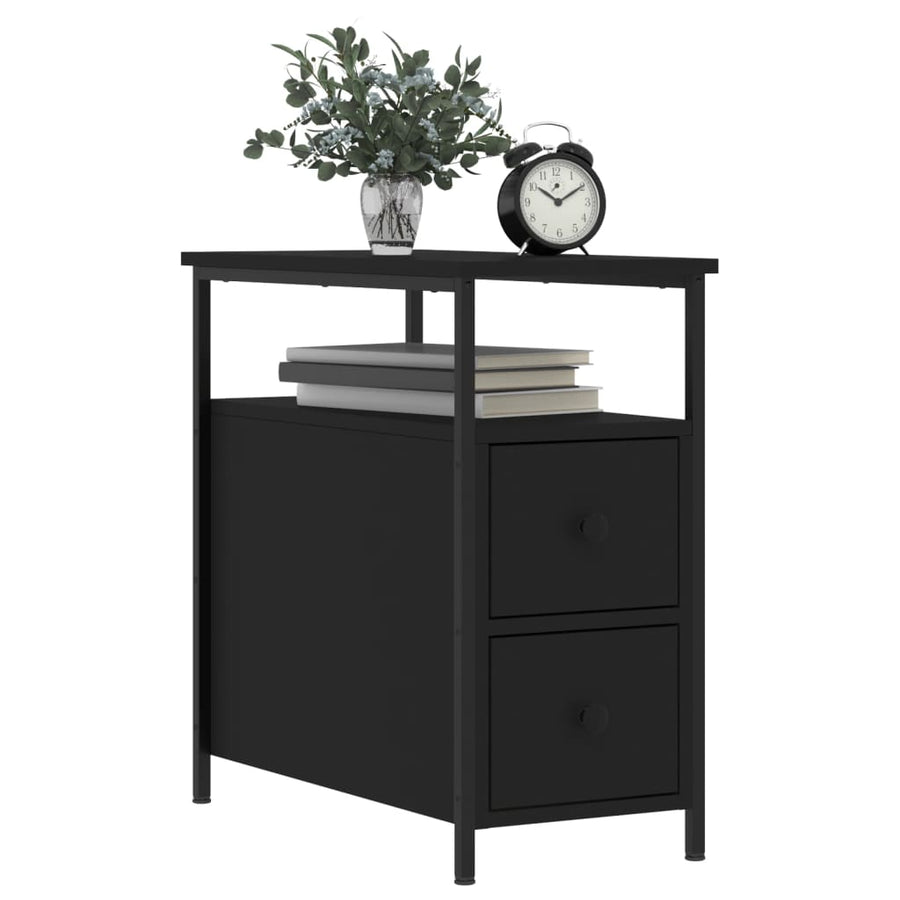 Nachtkastjes 2 St 30X60X60 Cm Bewerkt Hout Zwart