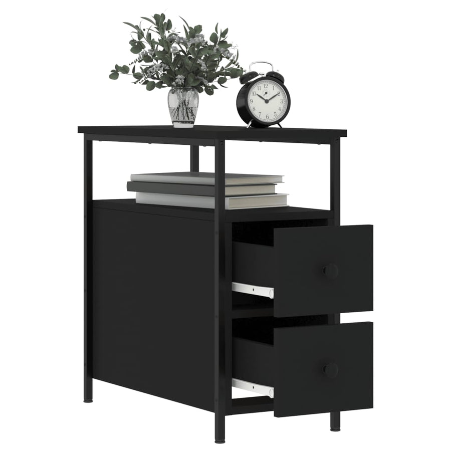 Nachtkastjes 2 St 30X60X60 Cm Bewerkt Hout Zwart