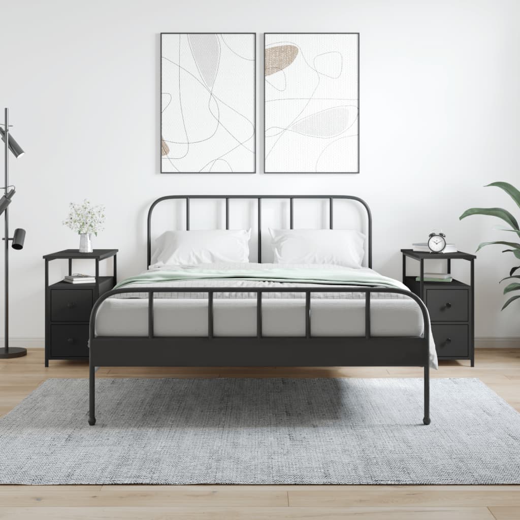 Nachtkastjes 2 St 30X60X60 Cm Bewerkt Hout Zwart