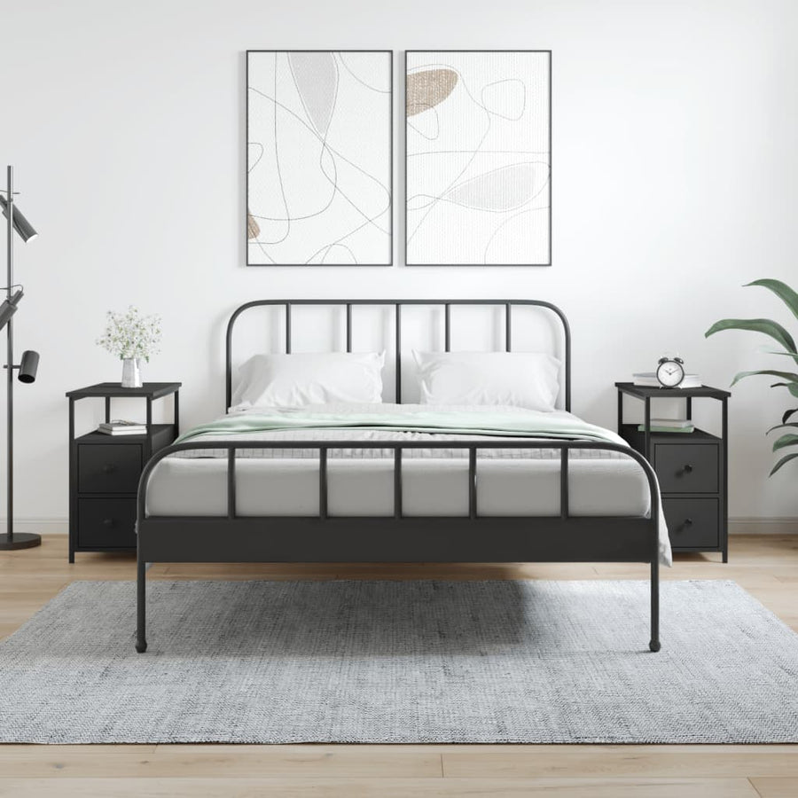 Nachtkastjes 2 St 30X60X60 Cm Bewerkt Hout Zwart