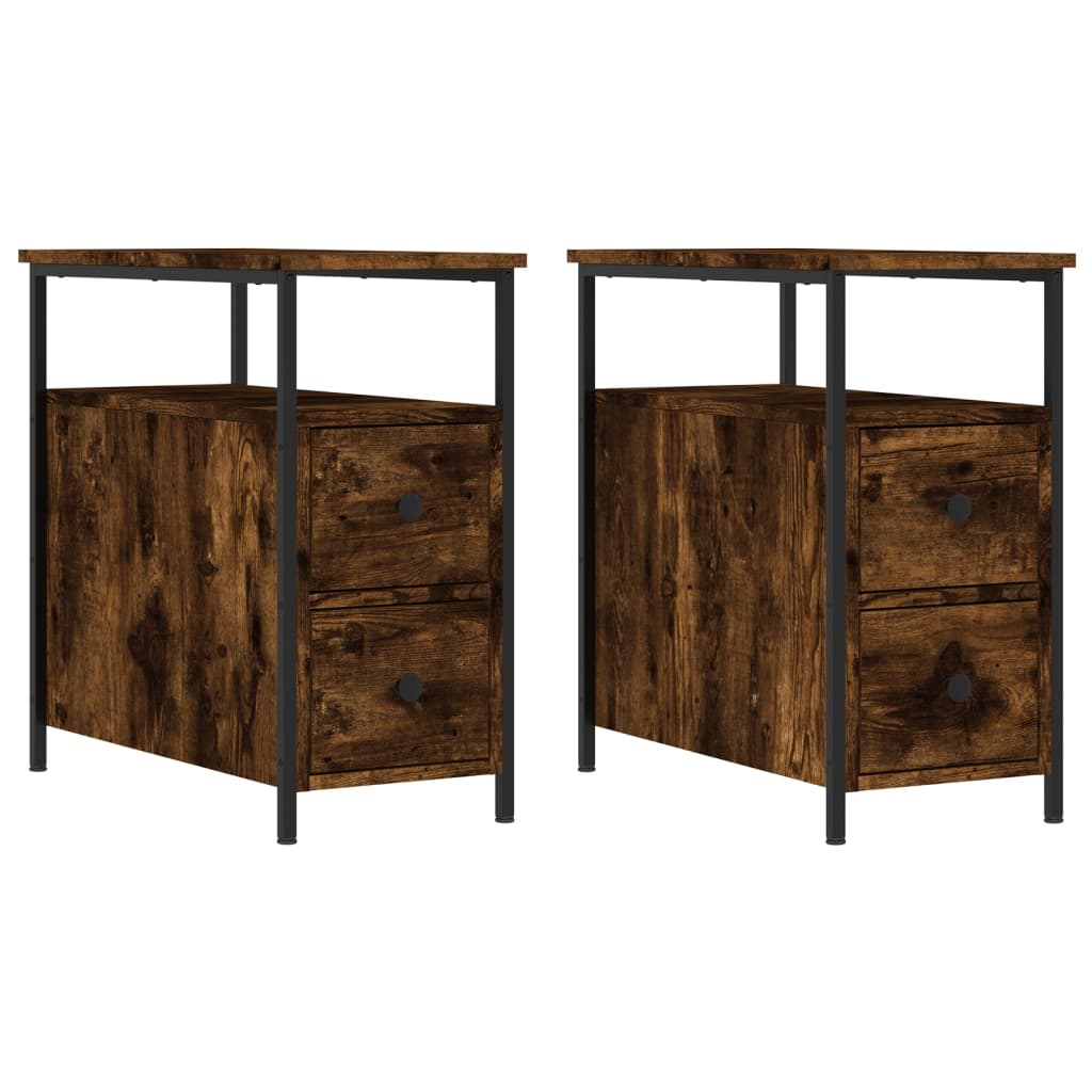 Nachtkastjes 2 St 30X60X60 Cm Bewerkt Hout Gerookt Eikenkleurig