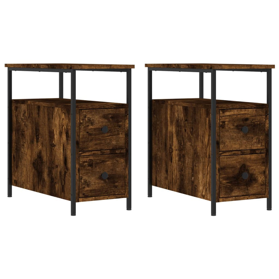 Nachtkastjes 2 St 30X60X60 Cm Bewerkt Hout Gerookt Eikenkleurig