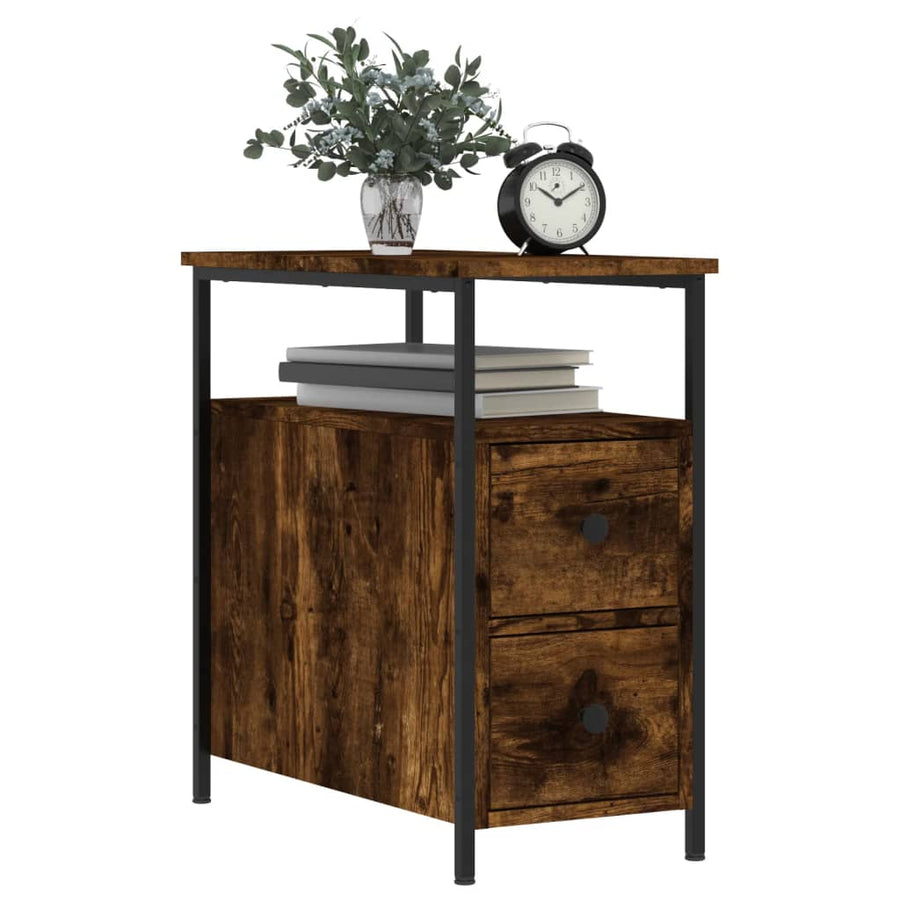Nachtkastjes 2 St 30X60X60 Cm Bewerkt Hout Gerookt Eikenkleurig