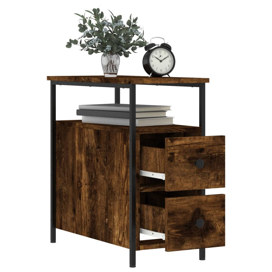 Nachtkastjes 2 St 30X60X60 Cm Bewerkt Hout Gerookt Eikenkleurig