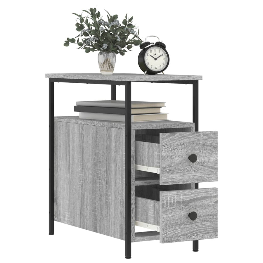 Nachtkastje 30X60X60 Cm Bewerkt Hout Grijs Sonoma Eikenkleurig