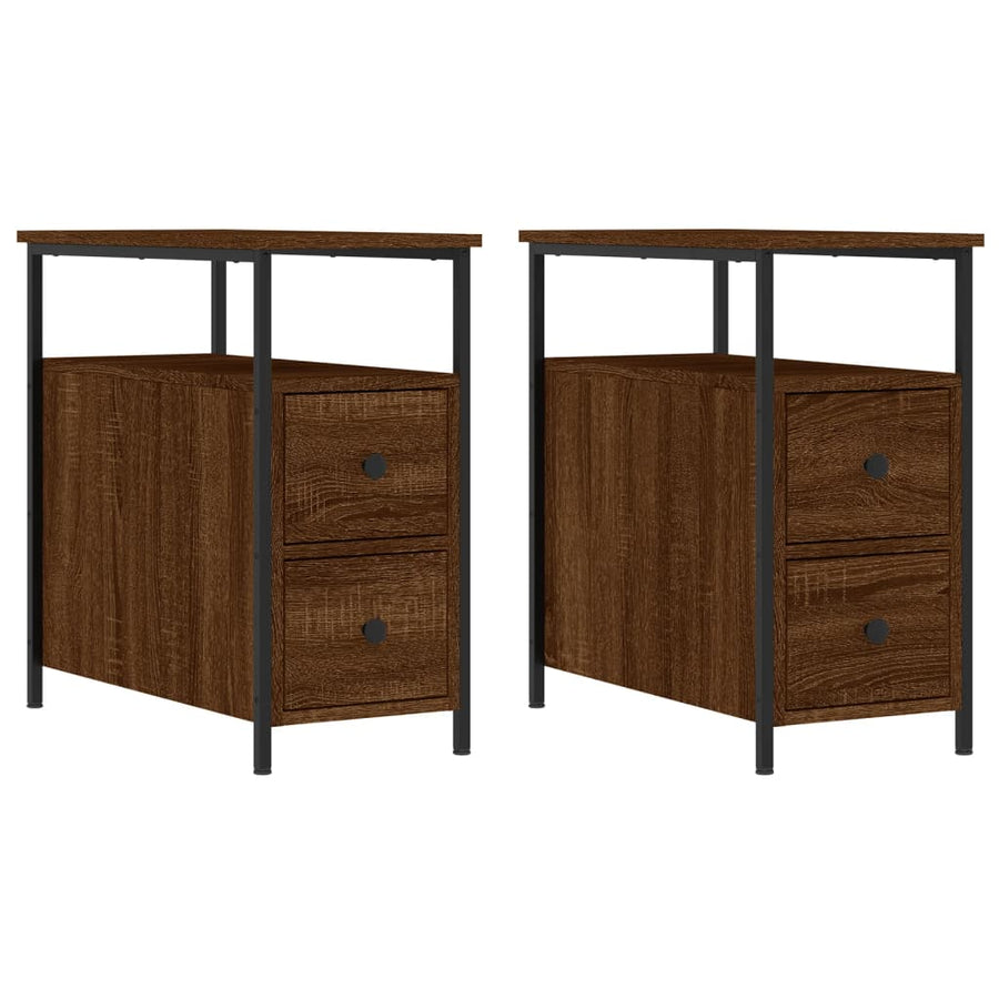 Nachtkastjes 2 St 30X60X60 Cm Bewerkt Hout Bruin Eikenkleur