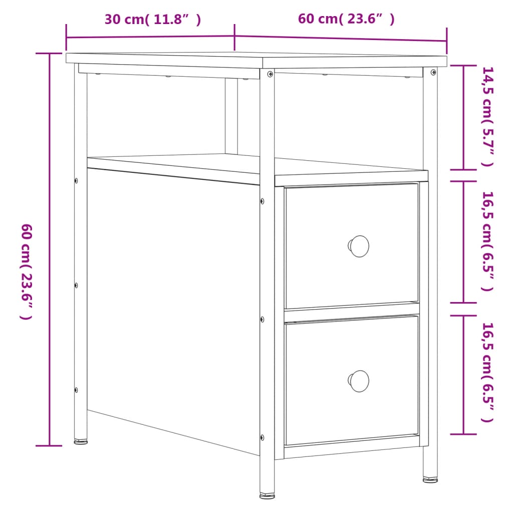 Nachtkastjes 2 St 30X60X60 Cm Bewerkt Hout Bruin Eikenkleur