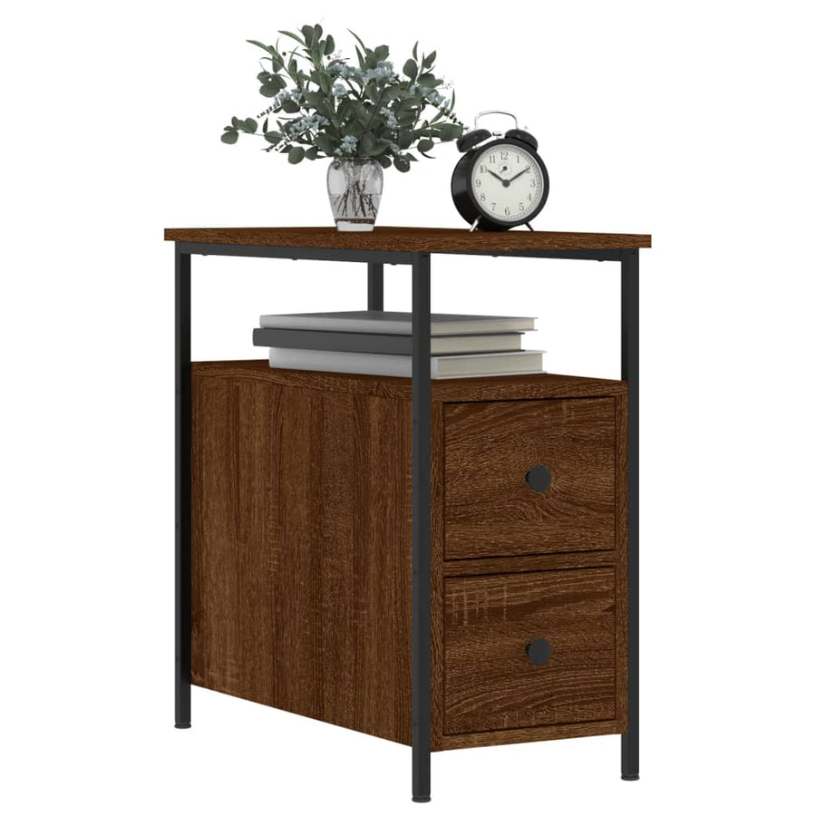 Nachtkastjes 2 St 30X60X60 Cm Bewerkt Hout Bruin Eikenkleur