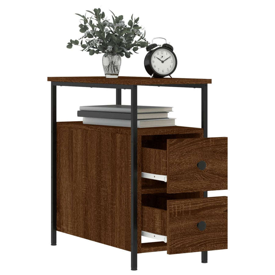 Nachtkastjes 2 St 30X60X60 Cm Bewerkt Hout Bruin Eikenkleur