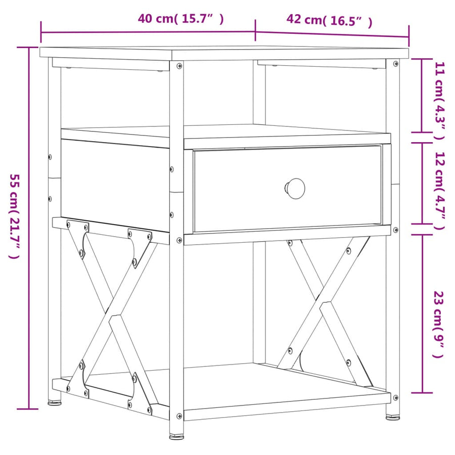Nachtkastjes 40X4X55 Cm Bewerkt Hout 2 Zwart