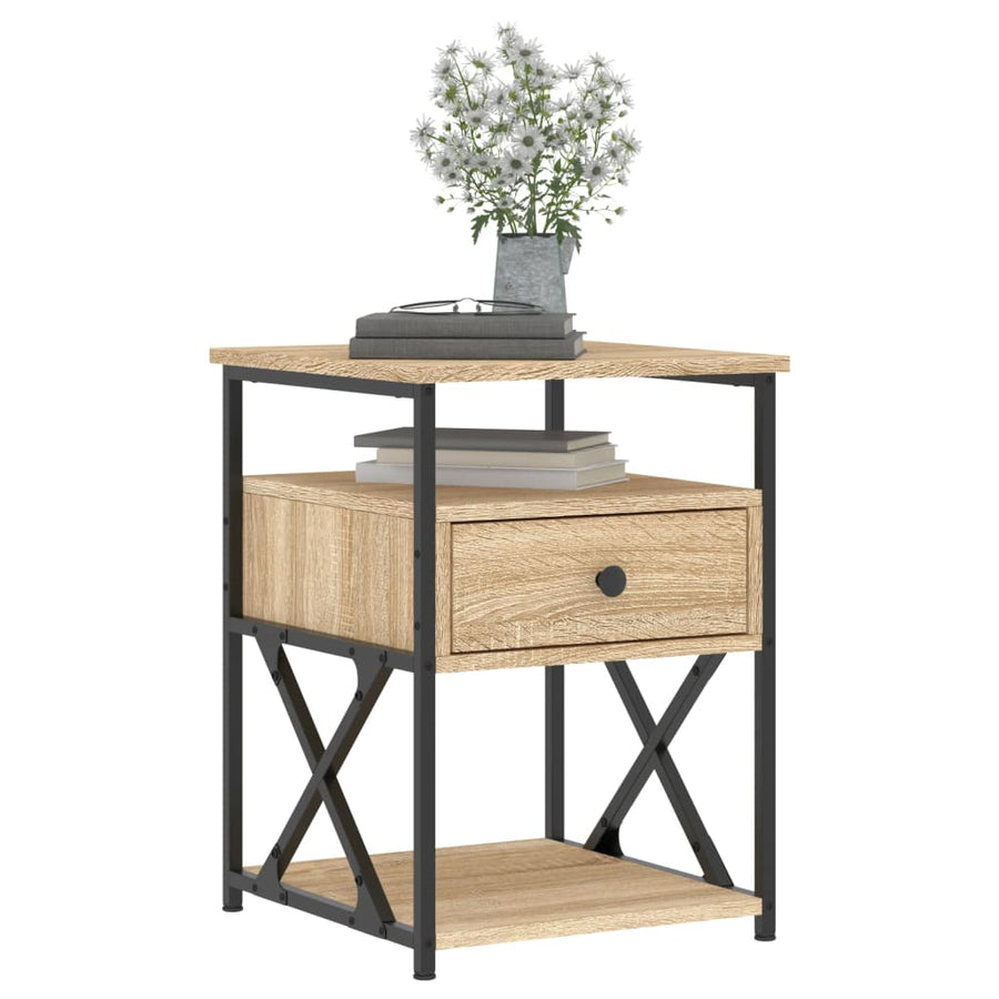 Nachtkastje 40X42X55 Cm Bewerkt Hout Kleurig 1 Sonoma eiken