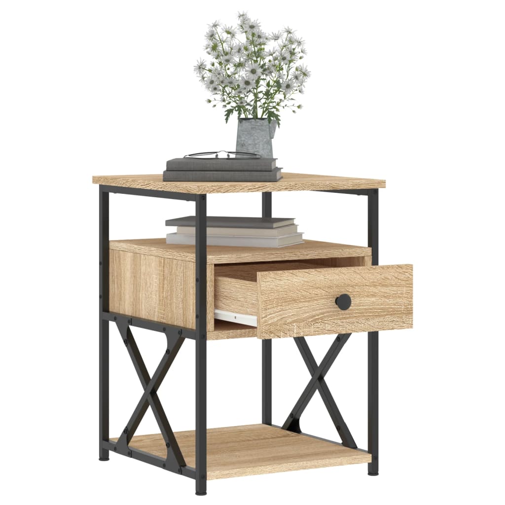 Nachtkastje 40X42X55 Cm Bewerkt Hout Kleurig 1 Sonoma eiken