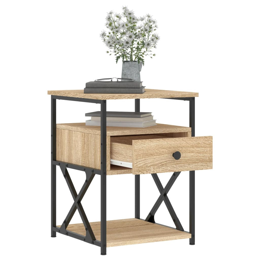 Nachtkastje 40X42X55 Cm Bewerkt Hout Kleurig 1 Sonoma eiken
