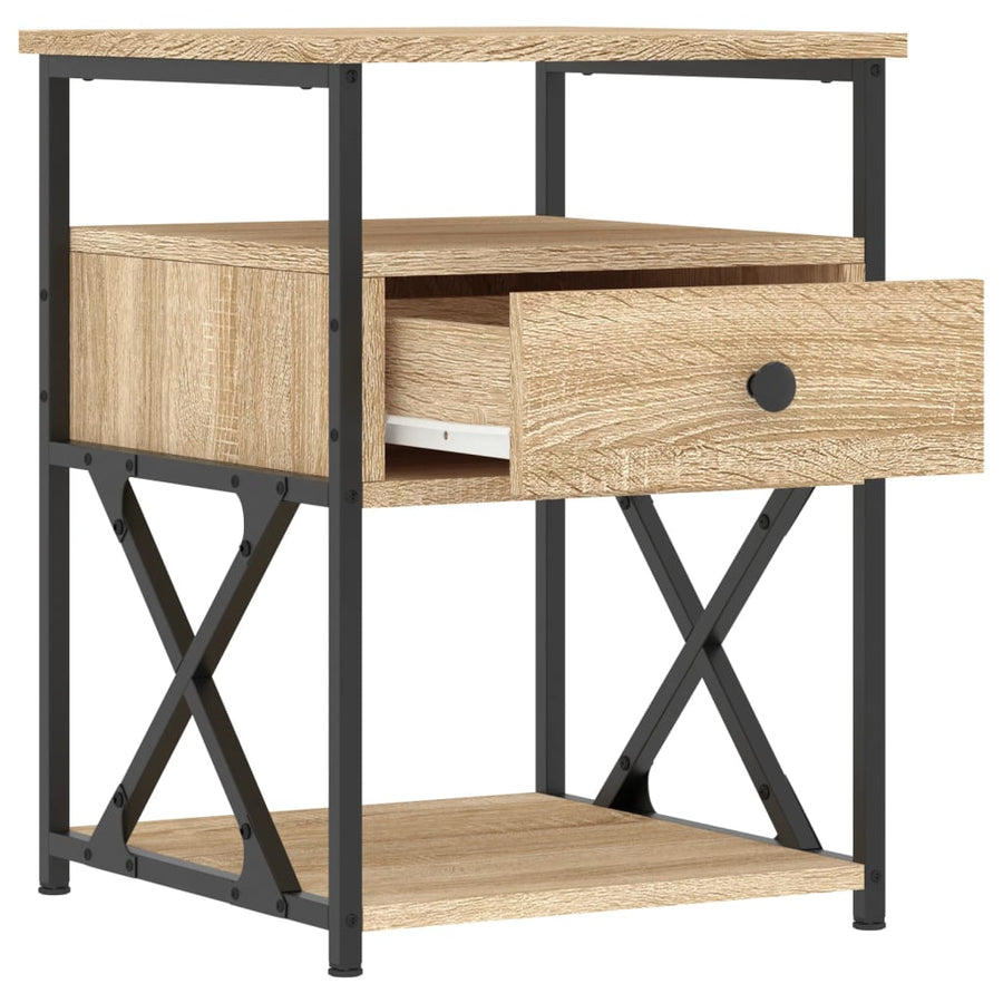 Nachtkastje 40X42X55 Cm Bewerkt Hout Kleurig 1 Sonoma eiken