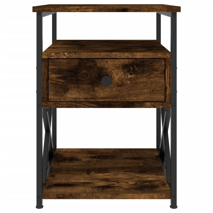 Nachtkastje 40X42X55 Cm Bewerkt Hout Kleurig 1 Gerookt eiken