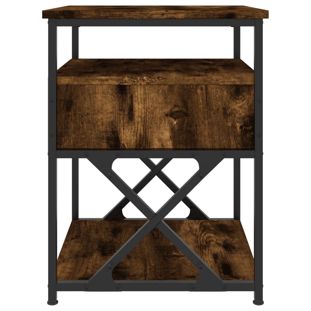 Nachtkastje 40X42X55 Cm Bewerkt Hout Kleurig 1 Gerookt eiken