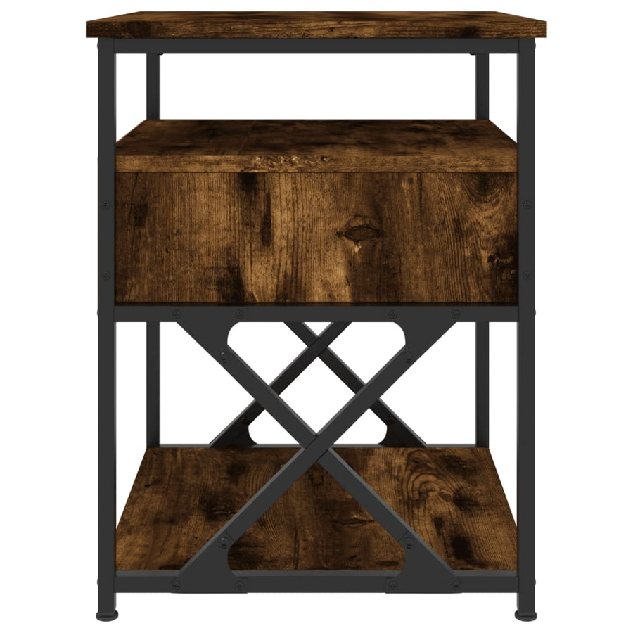 Nachtkastje 40X42X55 Cm Bewerkt Hout Kleurig 1 Gerookt eiken