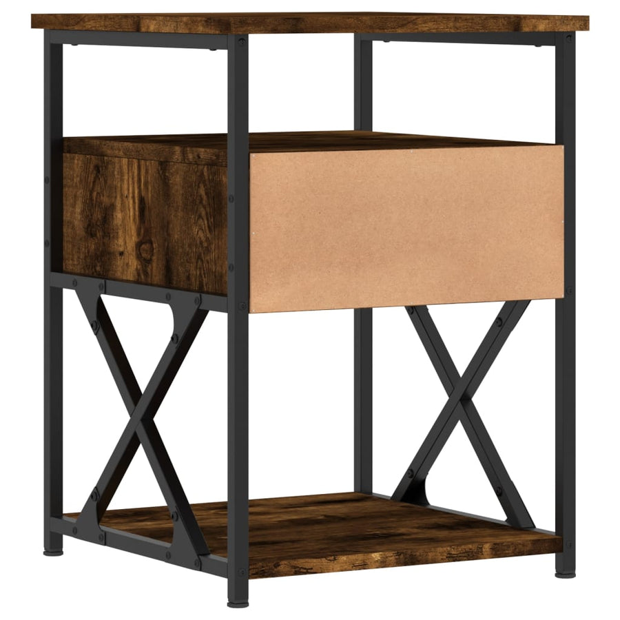 Nachtkastje 40X42X55 Cm Bewerkt Hout Kleurig 1 Gerookt eiken