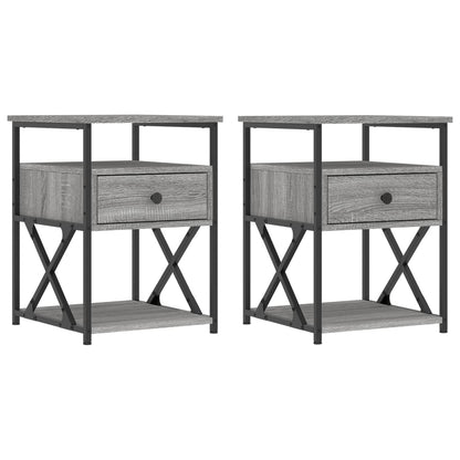 Nachtkastjes 40X4X55 Cm Bewerkt Hout Eiken 2 Grijs sonoma