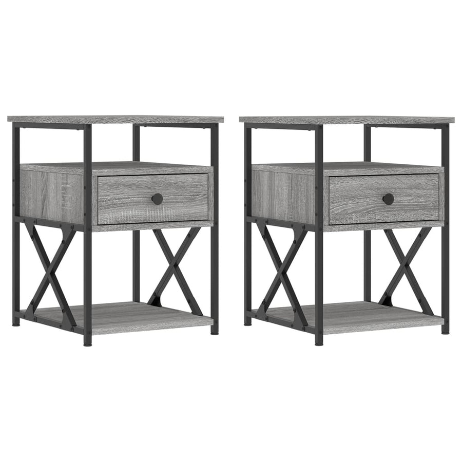 Nachtkastjes 40X4X55 Cm Bewerkt Hout Eiken 2 Grijs sonoma