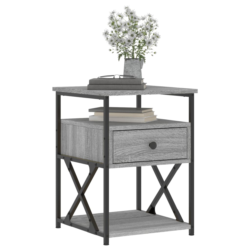 Nachtkastjes 40X4X55 Cm Bewerkt Hout Eiken 2 Grijs sonoma