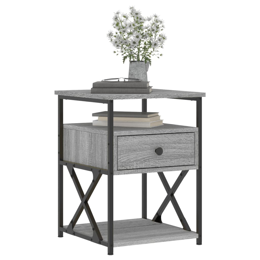 Nachtkastjes 40X4X55 Cm Bewerkt Hout Eiken 2 Grijs sonoma