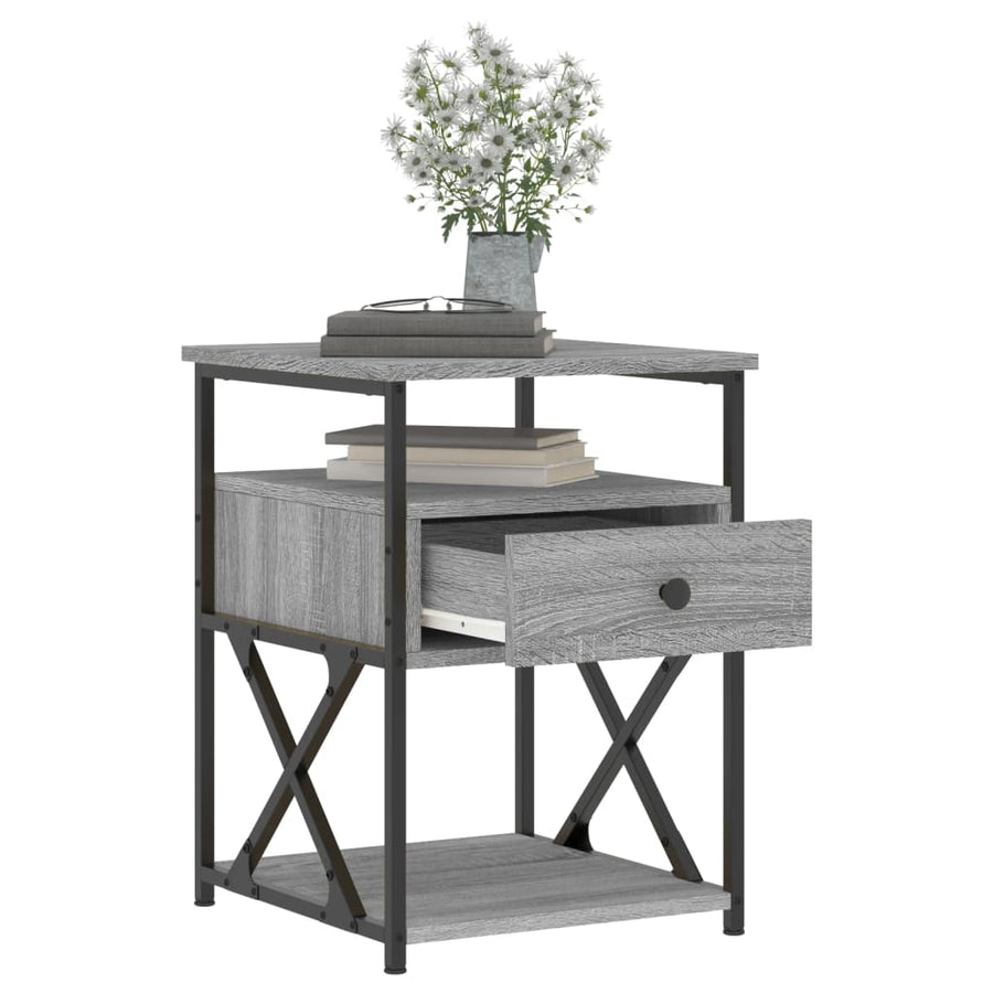 Nachtkastjes 40X4X55 Cm Bewerkt Hout Eiken 2 Grijs sonoma