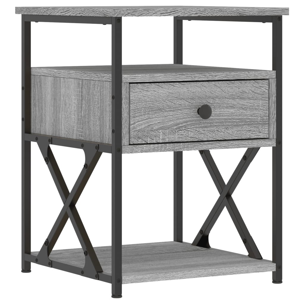 Nachtkastjes 40X4X55 Cm Bewerkt Hout Eiken 2 Grijs sonoma