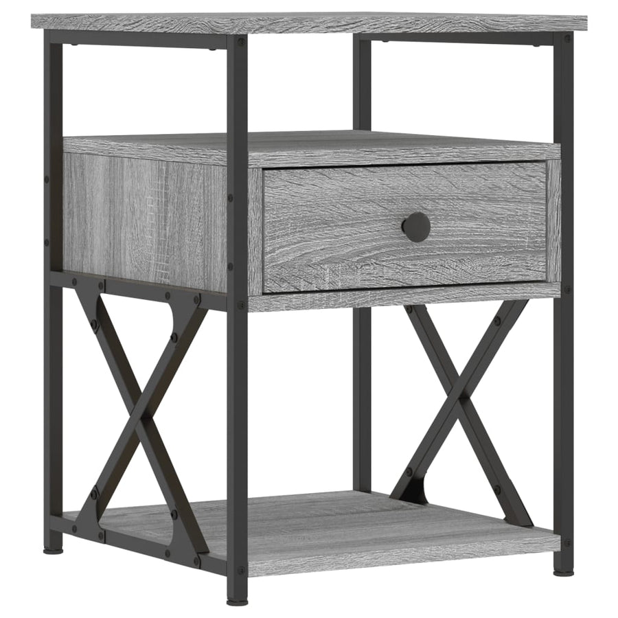 Nachtkastjes 40X4X55 Cm Bewerkt Hout Eiken 2 Grijs sonoma