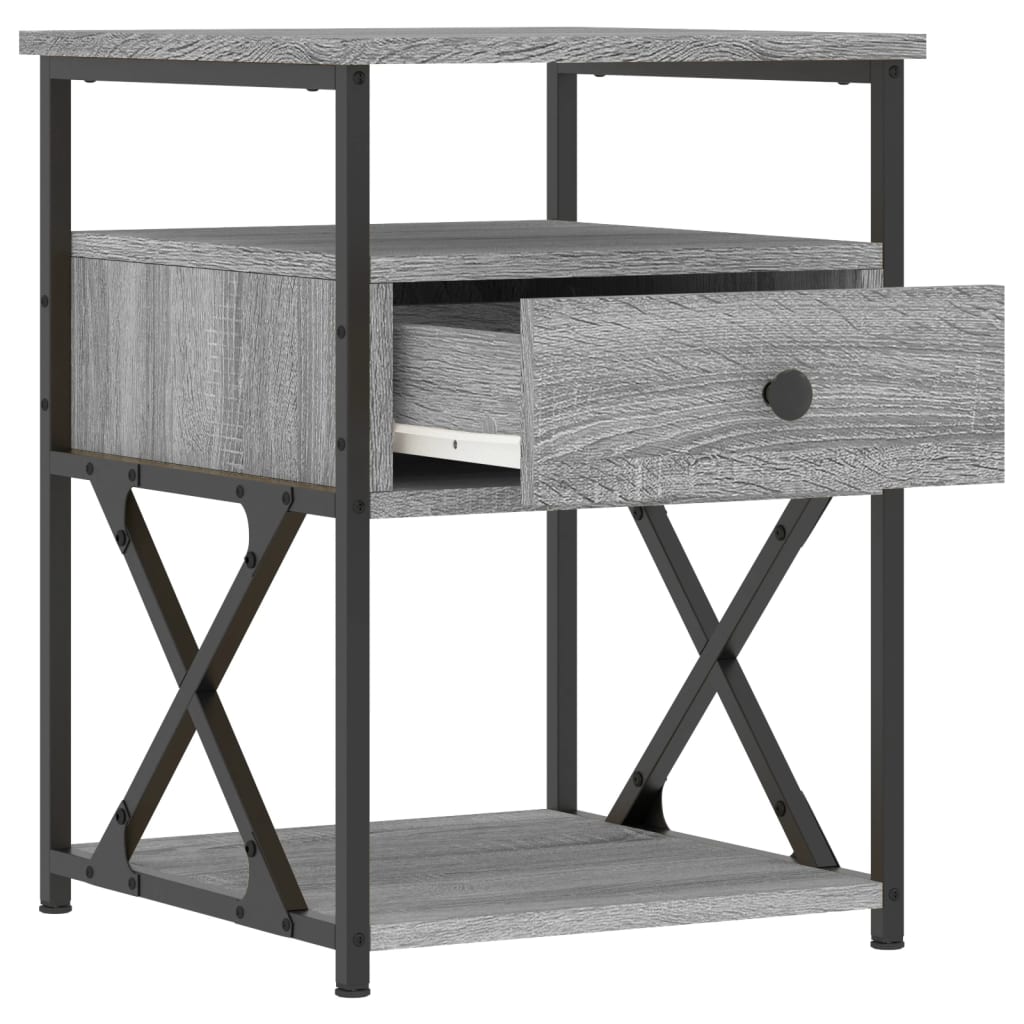 Nachtkastjes 40X4X55 Cm Bewerkt Hout Eiken 2 Grijs sonoma