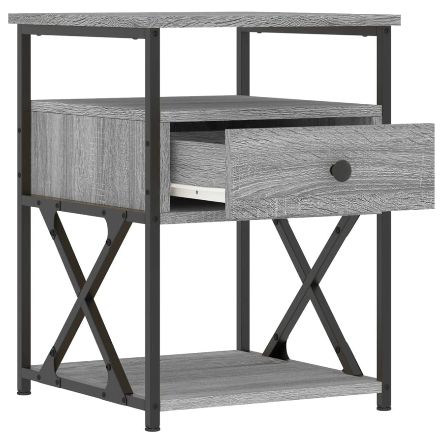 Nachtkastjes 40X4X55 Cm Bewerkt Hout Eiken 2 Grijs sonoma