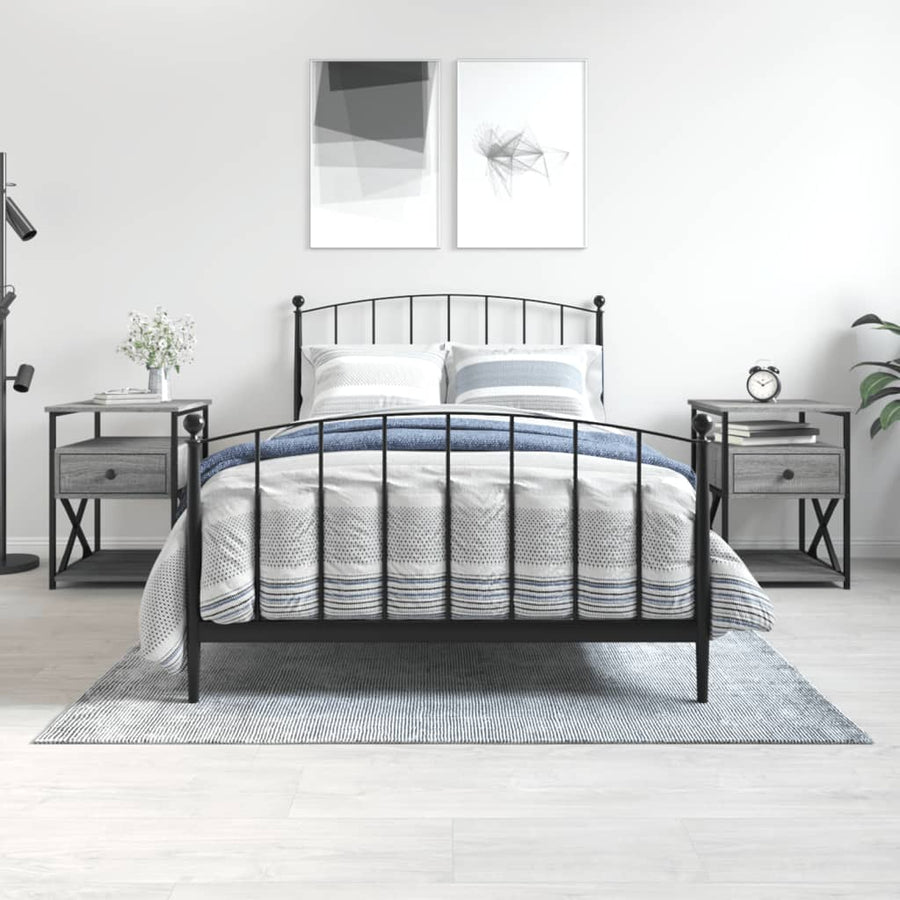 Nachtkastjes 40X4X55 Cm Bewerkt Hout Eiken 2 Grijs sonoma
