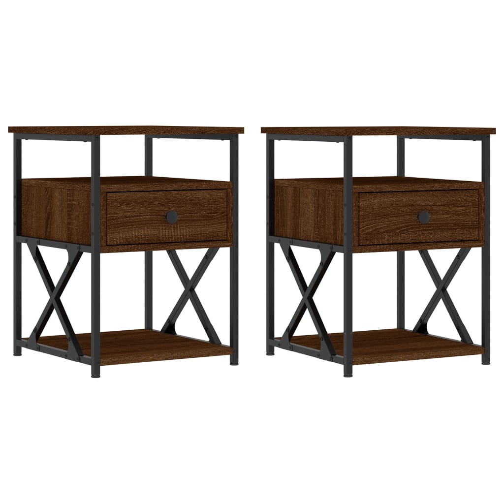 Nachtkastjes 40X4X55 Cm Bewerkt Hout Bruin Eikenkleur 2 Bruineiken