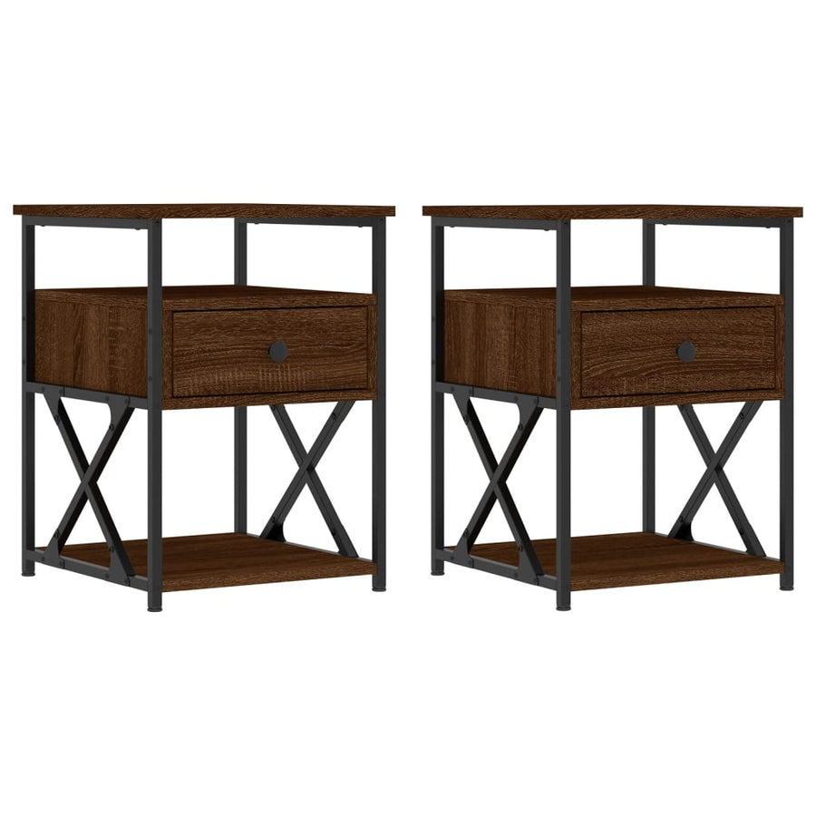 Nachtkastjes 40X4X55 Cm Bewerkt Hout Bruin Eikenkleur 2 Bruineiken