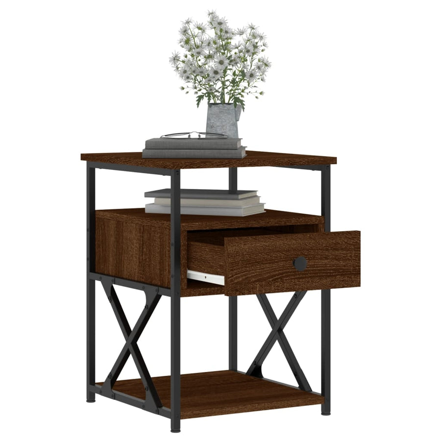 Nachtkastjes 40X4X55 Cm Bewerkt Hout Bruin Eikenkleur 2 Bruineiken