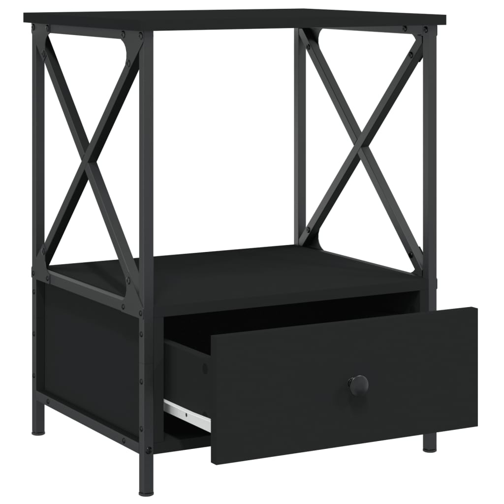 Nachtkastjes 50X41X65 Cm Bewerkt Hout 2 Zwart