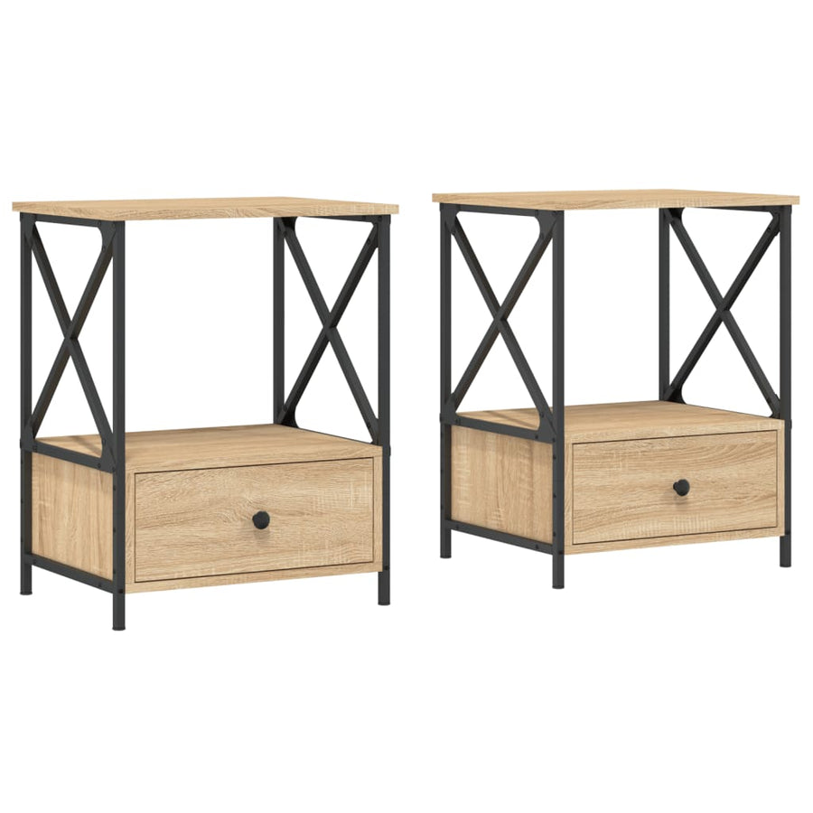 Nachtkastjes 50X41X65 Cm Bewerkt Hout Kleurig 2 Sonoma eiken