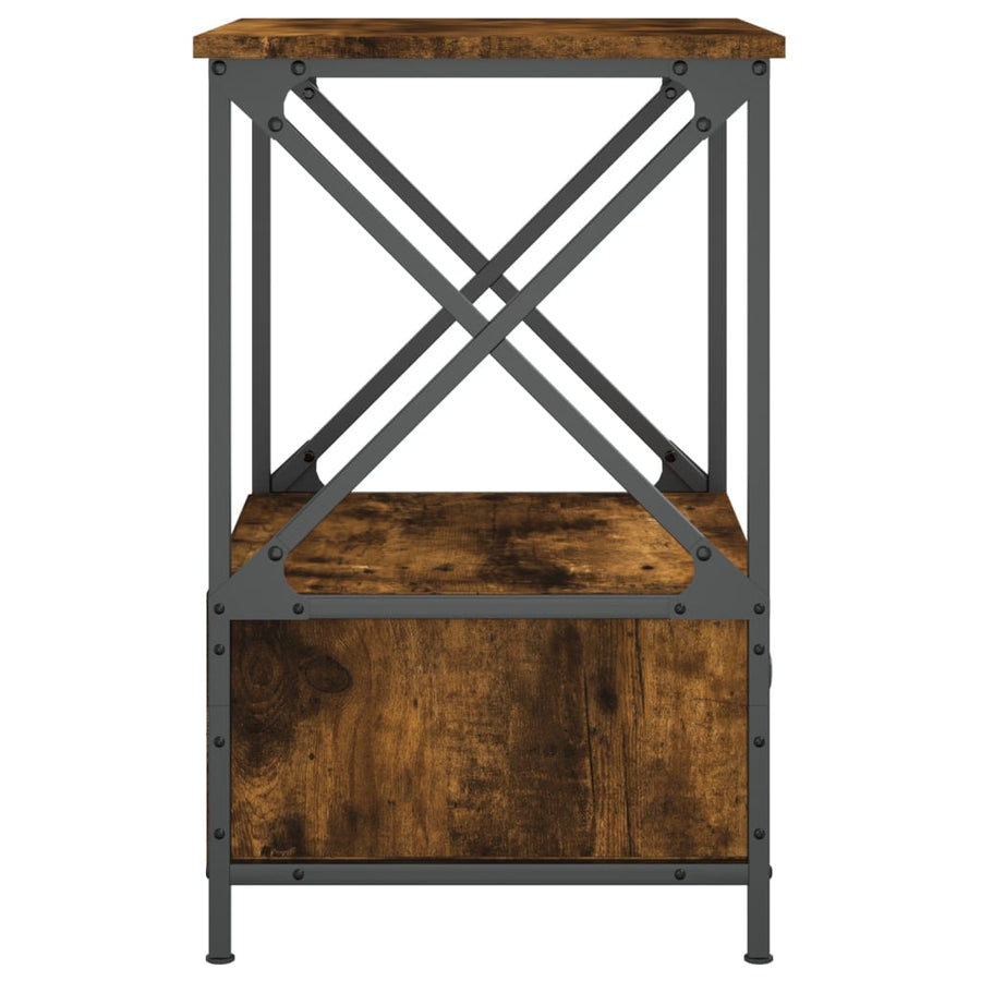 Nachtkastje 50X41X65 Cm Bewerkt Hout Gerookt Eikenkleurig