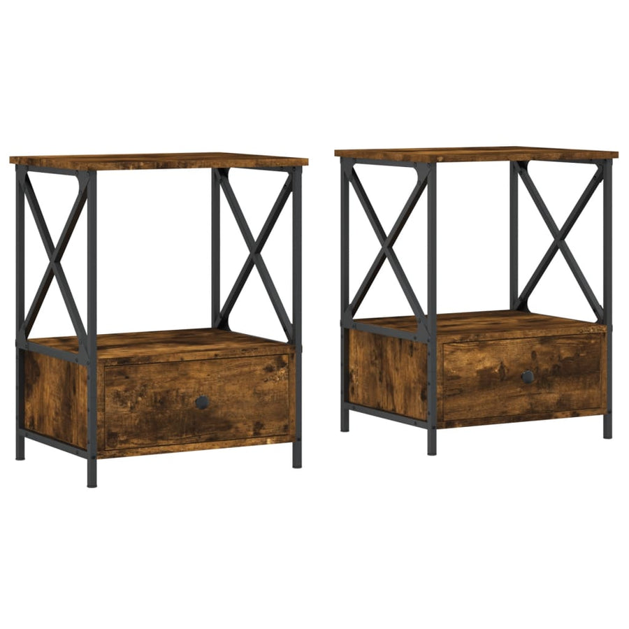 Nachtkastjes 2 St 50X41X65 Cm Bewerkt Hout Gerookt Eikenkleurig