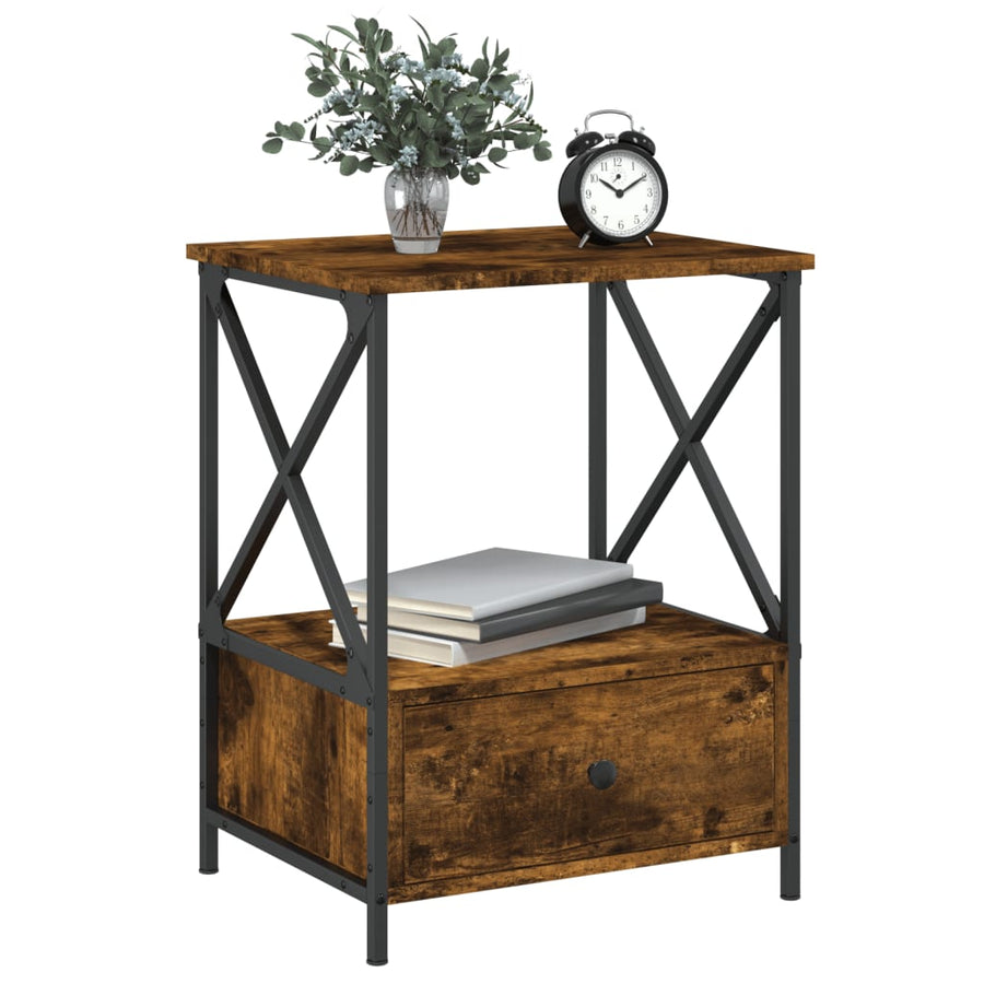 Nachtkastjes 2 St 50X41X65 Cm Bewerkt Hout Gerookt Eikenkleurig
