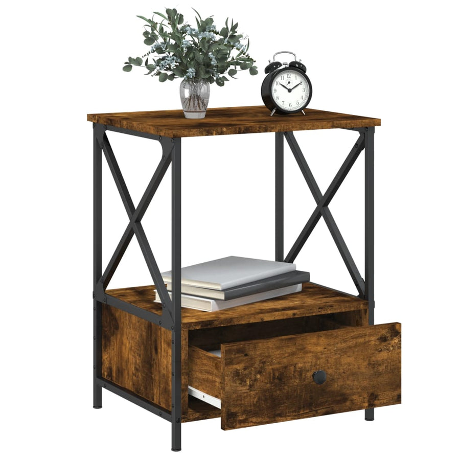 Nachtkastjes 2 St 50X41X65 Cm Bewerkt Hout Gerookt Eikenkleurig